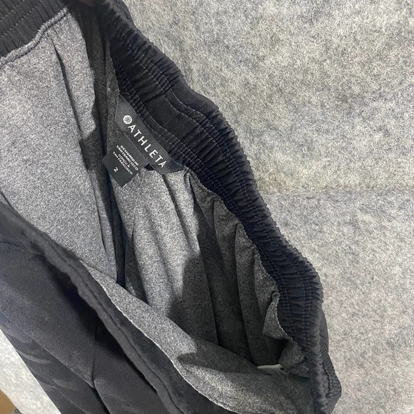 Athleta Brooklyn Jogger Pants 2 Black Camo Lined High Rise Tapered Stretch - Picture 9 of 16